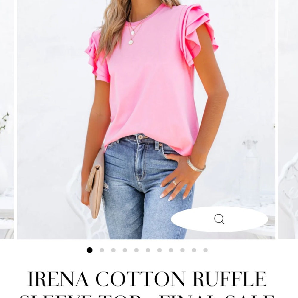 Vici pink cotton ruffle sleeve top medium